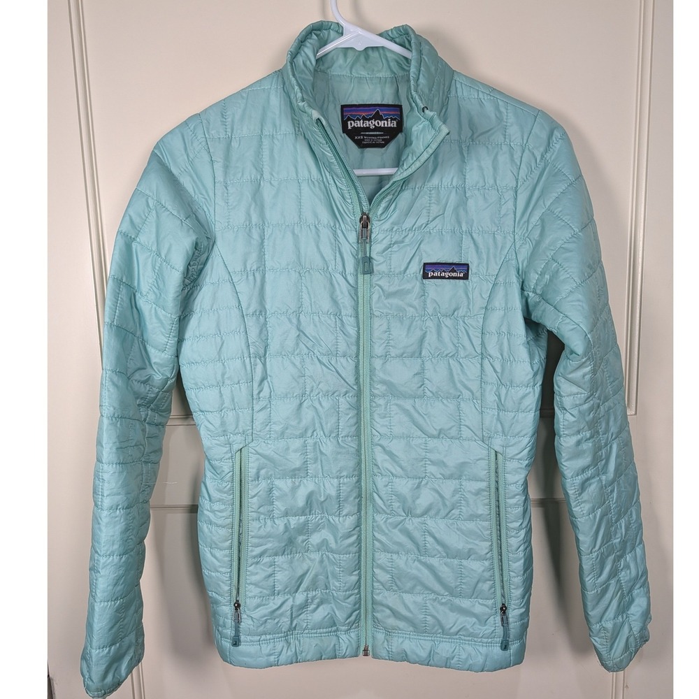 Patagonia Nano Puff Jacket Womens XXS Aqua Blue PrimaLoft Quilted Puffer 84217